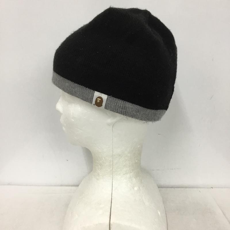 アベイシングエイプ A BATHING APE 帽子 ニット帽 ビーニー 初期 ワンポイント 黒 / ブラック / black X 灰 / グレー / gray メンズ USED 古着 中古 10152538