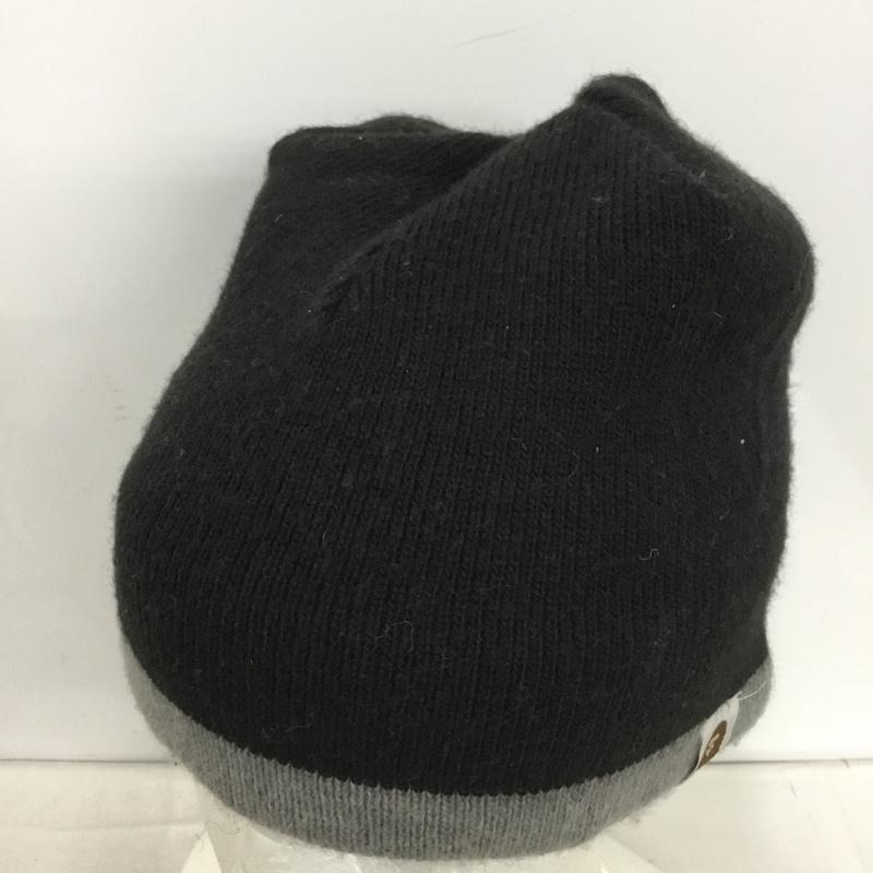 アベイシングエイプ A BATHING APE 帽子 ニット帽 ビーニー 初期 ワンポイント 黒 / ブラック / black X 灰 / グレー / gray メンズ USED 古着 中古 10152538