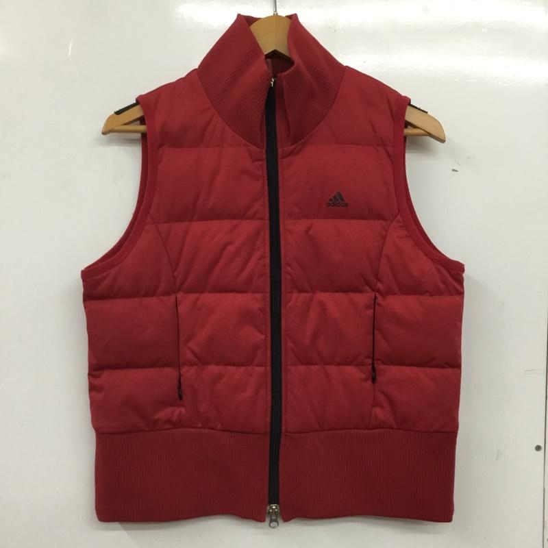 アディダス adidas ベスト ベスト ゴルフウェア ダウンベスト フェザー L ロゴ、文字 赤 / レッド / red レディース USED 古着 中古 10152551