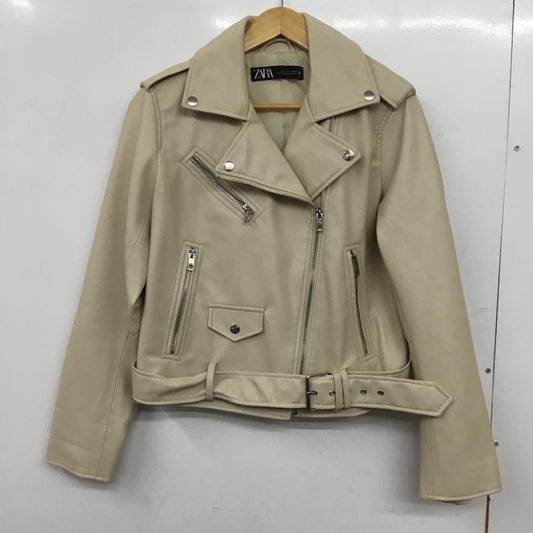 ザラ ZARA ジャケット、上着 ライダース 3046 029 712 フェイクレザー ダブルライダースジャケット L 無地 ベージュ / ベージュ / beige レディース USED 古着 中古 10152552