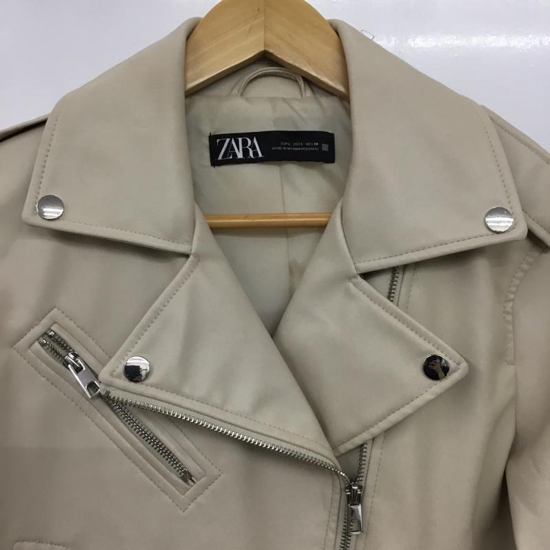 ザラ ZARA ジャケット、上着 ライダース 3046 029 712 フェイクレザー ダブルライダースジャケット L 無地 ベージュ / ベージュ / beige レディース USED 古着 中古 10152552