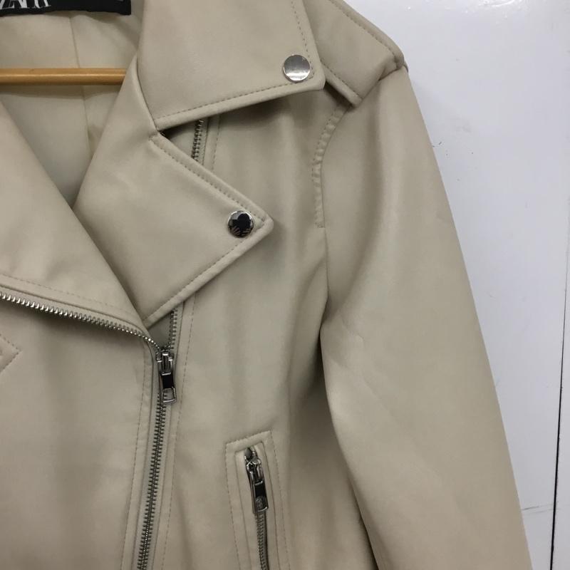 ザラ ZARA ジャケット、上着 ライダース 3046 029 712 フェイクレザー ダブルライダースジャケット L 無地 ベージュ / ベージュ / beige レディース USED 古着 中古 10152552