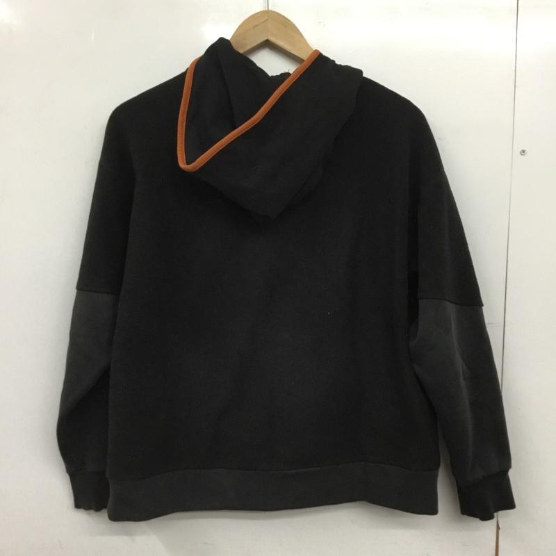 プーマ PUMA パーカー 長袖 672651-01 フード付ハーフジップフリース プルオーバージャケット 160 160cm ロゴ、文字 黒 / ブラック / black X 橙 / オレンジ / orange ボーイズ USED 古着 中古 10152553