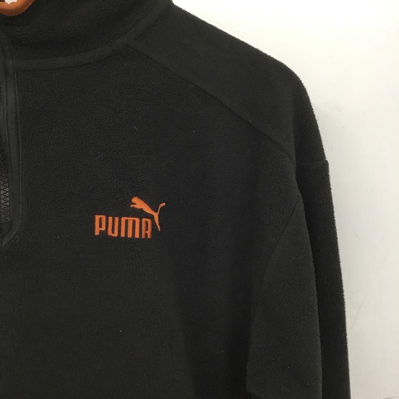 プーマ PUMA パーカー 長袖 672651-01 フード付ハーフジップフリース プルオーバージャケット 160 160cm ロゴ、文字 黒 / ブラック / black X 橙 / オレンジ / orange ボーイズ USED 古着 中古 10152553