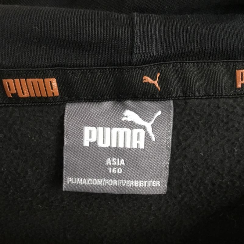 プーマ PUMA パーカー 長袖 672651-01 フード付ハーフジップフリース プルオーバージャケット 160 160cm ロゴ、文字 黒 / ブラック / black X 橙 / オレンジ / orange ボーイズ USED 古着 中古 10152553