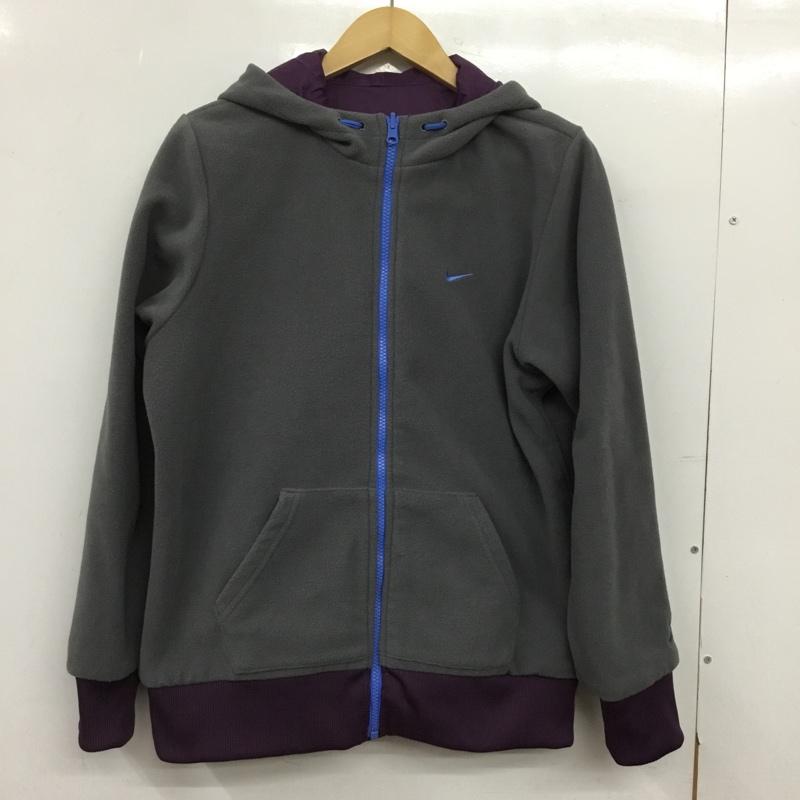ナイキ NIKE ジャケット、上着 ジャンパー、ブルゾン ナイロン リバーシブル フーディー フリース L ロゴ、文字 紫 / パープル / purple X 灰 / グレー / gray レディース USED 古着 中古 10152557