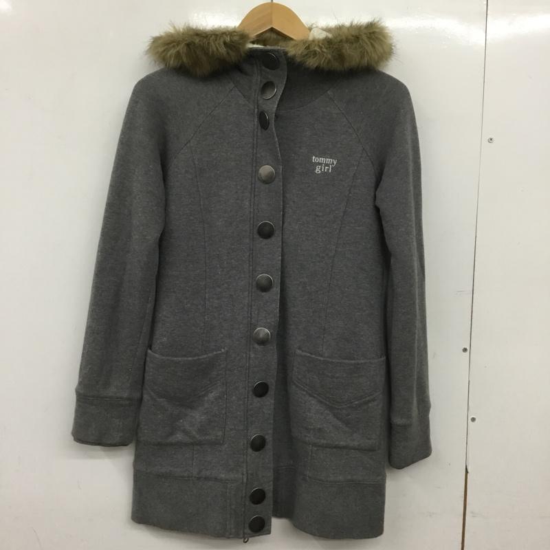 トミーガール tommy girl ジャケット、上着 ジャケット、ブレザー 22-4321608-220 フェイクファー フード付き XS ロゴ、文字 灰 / グレー / gray レディース USED 古着 中古 10152563