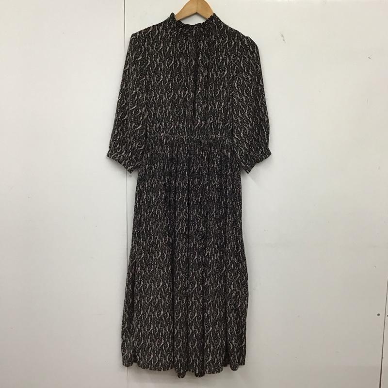 レイカズン Ray Cassin ワンピース ロングスカート 半袖ロングワンピース フレアスカート ウエスト切り替え M プリント 黒 / ブラック / black レディース USED 古着 中古 10152574