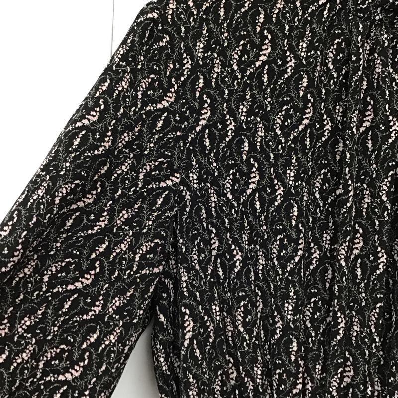 レイカズン Ray Cassin ワンピース ロングスカート 半袖ロングワンピース フレアスカート ウエスト切り替え M プリント 黒 / ブラック / black レディース USED 古着 中古 10152574