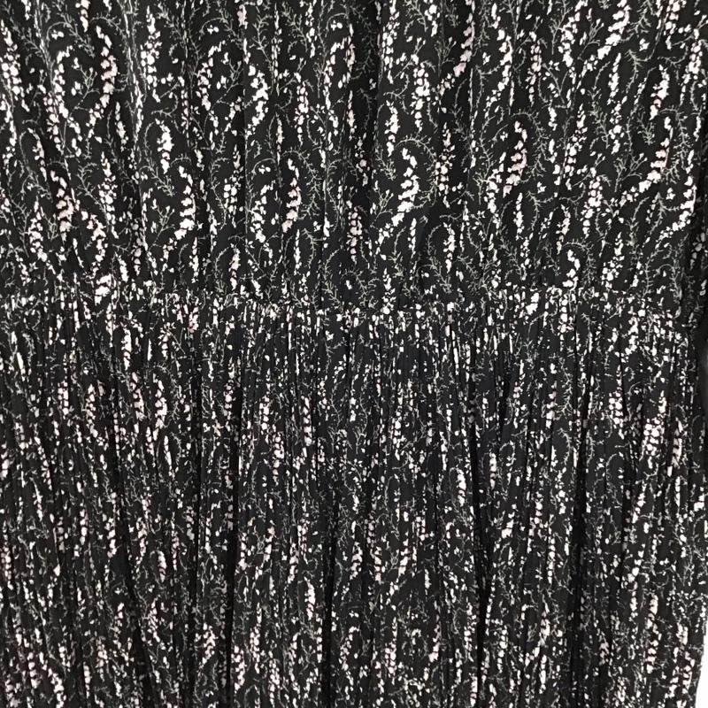 レイカズン Ray Cassin ワンピース ロングスカート 半袖ロングワンピース フレアスカート ウエスト切り替え M プリント 黒 / ブラック / black レディース USED 古着 中古 10152574