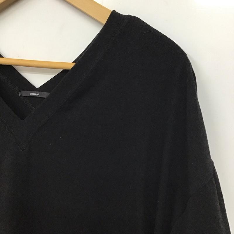 オズモーシス OSMOSIS カットソー 半袖 半袖カットソー 無地Tシャツ Vネックロングカットソー ONE SIZE 無地 黒 / ブラック / black レディース USED 古着 中古 10152577