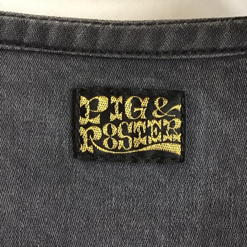 ピッグアンドルースター PIG&ROOSTER シャツ、ブラウス 長袖 長袖シャツ ノーカラーシャツ フロントボタン 40 無地 ダークグレー / ダークグレー / メンズ USED 古着 中古 10152631