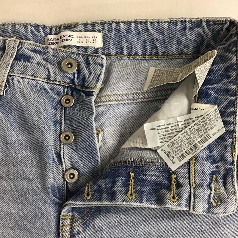 ザラ ZARA パンツ デニム、ジーンズ 34 無地 水色 / ライトブルー / レディース USED 古着 中古 10152642