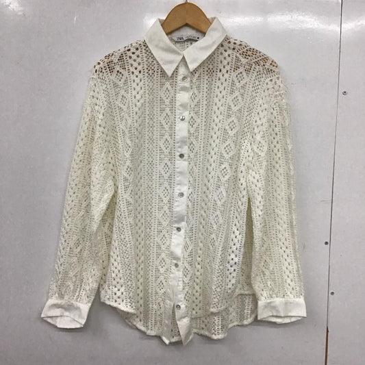 ザラ ZARA シャツ、ブラウス 長袖 M 無地 白 / ホワイト / white レディース USED 古着 中古 10152652