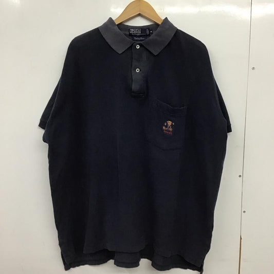 ポロバイラルフローレン Polo by RALPH LAUREN ポロシャツ 半袖 半袖ポロシャツ カラーシャツ 半袖カットソー M ロゴ、文字 紺 / ネイビー / navy レディース USED 古着 中古 10152653