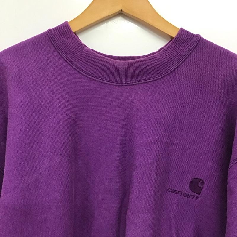 カーハート Carhartt トレーナー 長袖 長袖トレーナー スウェット クルーネック プルオーバー ロゴ、文字 紫 / パープル / purple メンズ USED 古着 中古 10152655