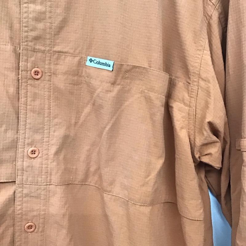 コロンビア Columbia シャツ、ブラウス 長袖 長袖シャツ ロゴシャツ カラーシャツ M ロゴ、文字 橙 / オレンジ / orange メンズ USED 古着 中古 10152658