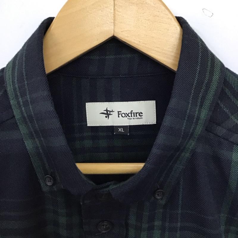 フォックスファイヤー FOXFIRE シャツ、ブラウス 長袖 長袖シャツ チェックシャツ カラーシャツ ボタンダウンシャツ XL チェック 紺 / ネイビー / navy メンズ USED 古着 中古 10152661