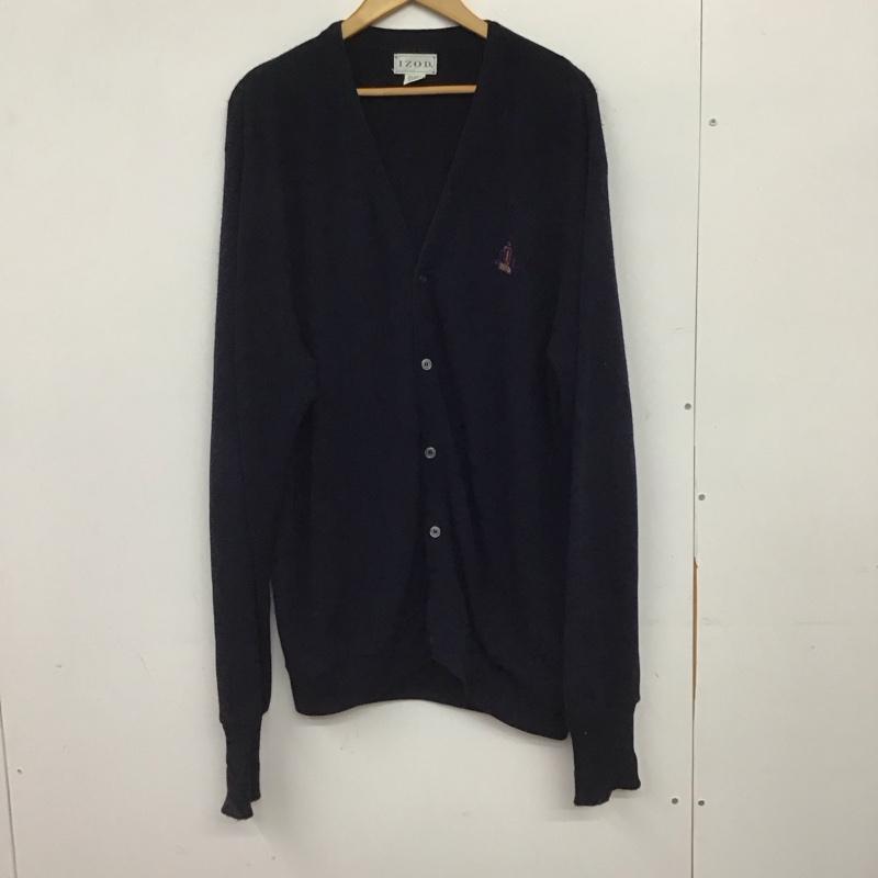 アイゾッド IZOD カーディガン 長袖 長袖カーディガン 前ボタン ニットカーディガン XL ロゴ、文字 紺 / ネイビー / navy メンズ USED 古着 中古 10152662