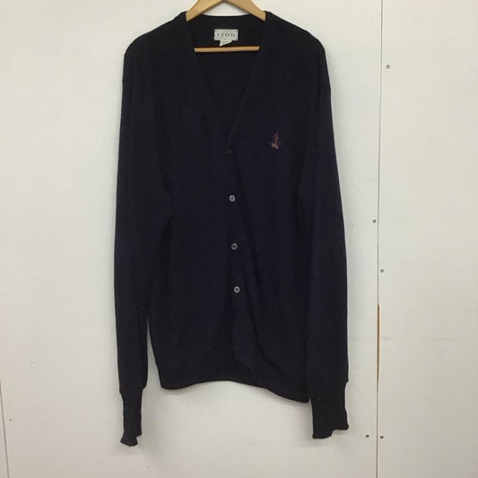 アイゾッド IZOD カーディガン 長袖 長袖カーディガン 前ボタン ニットカーディガン XL ロゴ、文字 紺 / ネイビー / navy メンズ USED 古着 中古 10152662