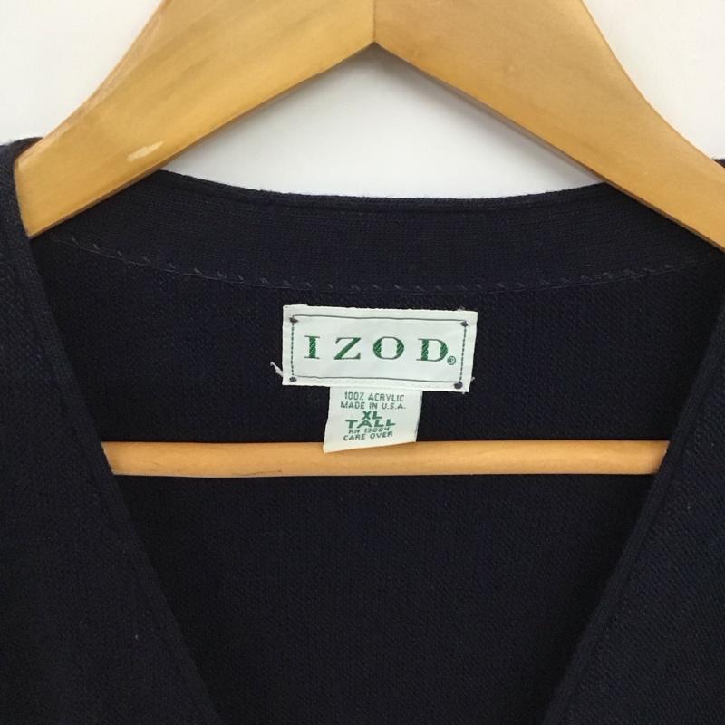 アイゾッド IZOD カーディガン 長袖 長袖カーディガン 前ボタン ニットカーディガン XL ロゴ、文字 紺 / ネイビー / navy メンズ USED 古着 中古 10152662