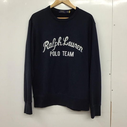 ポロラルフローレン POLO RALPH LAUREN トレーナー 長袖 長袖トレーナー スウェット クルーネック プルオーバー M ロゴ、文字 紺 / ネイビー / navy メンズ USED 古着 中古 10152664