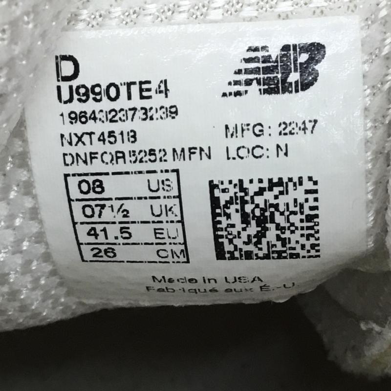 ニューバランス New Balance スニーカー スニーカー U990TE4 26.0cm ロゴ、文字 ベージュ / ベージュ / beige X アイボリー / アイボリー / メンズ USED 古着 中古 10152667