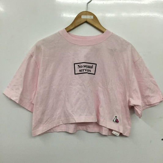 エフアールツー FR2 Tシャツ 半袖 クルーネック ショート丈 ロゴ、文字 桃 / ピンク / pink レディース USED 古着 中古 10152674