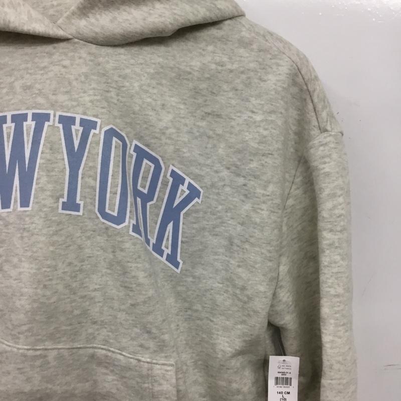 ギャップ GAP パーカー 長袖 キッズ 裏起毛 プルオーバー フーディー 140cm L ロゴ、文字 灰 / グレー / gray ボーイズ USED 古着 中古 10152677