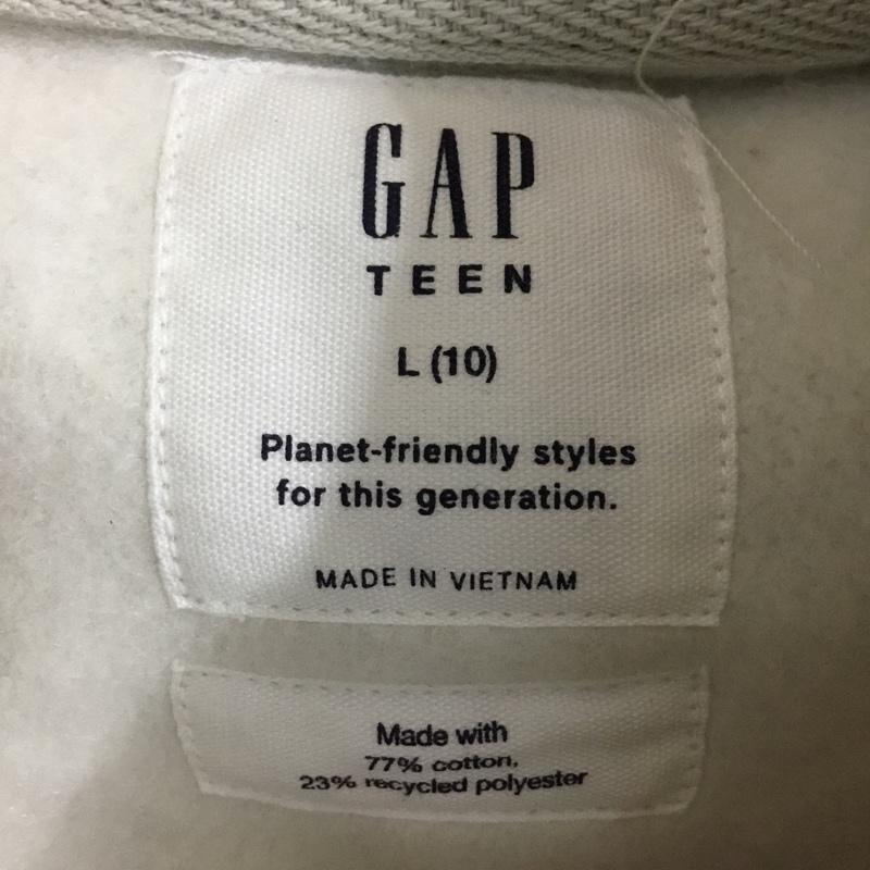 ギャップ GAP パーカー 長袖 キッズ 裏起毛 プルオーバー フーディー 140cm L ロゴ、文字 灰 / グレー / gray ボーイズ USED 古着 中古 10152677