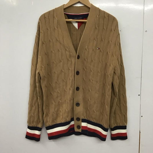 トミーヒルフィガー TOMMY HILFIGER カーディガン 長袖 長袖カーディガン 前ボタン ニットカーディガン M ロゴ、文字 キャメル / キャメル / メンズ USED 古着 中古 10152700