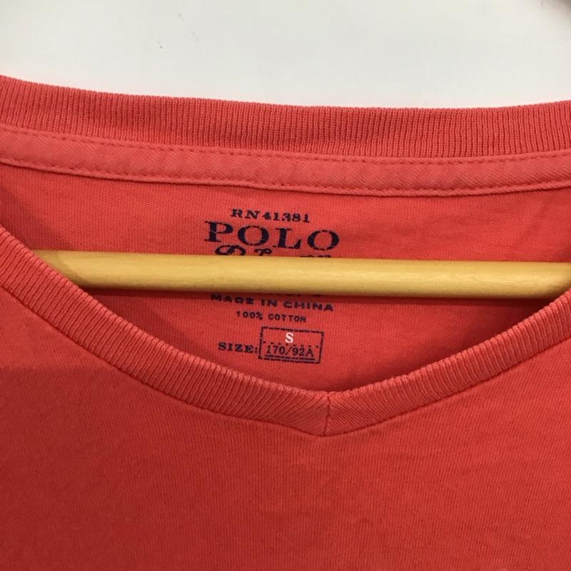 ポロラルフローレン POLO RALPH LAUREN Tシャツ 半袖 半袖カットソー 刺繍Tシャツ Vネックカットソー S ロゴ、文字 赤 / レッド / red メンズ USED 古着 中古 10152708