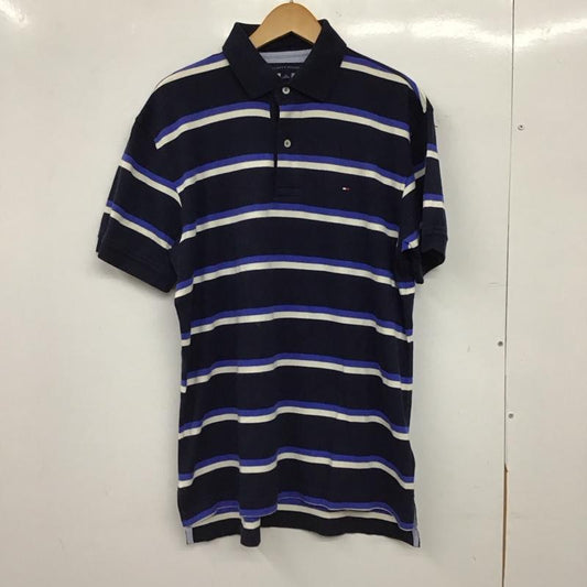 トミーヒルフィガー TOMMY HILFIGER ポロシャツ 半袖 半袖ポロシャツ カラーシャツ 半袖カットソー M ボーダー柄 紺 / ネイビー / navy メンズ USED 古着 中古 10152744