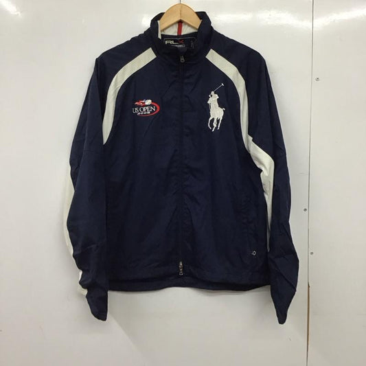 ラルフローレン RALPHLAUREN ジャケット、上着 ジャンパー、ブルゾン ジップアップナイロンジャケット スタンドネックジャケット スポーツウェア M ロゴ、文字 紺 / ネイビー / navy メンズ USED 古着 中古 10152745