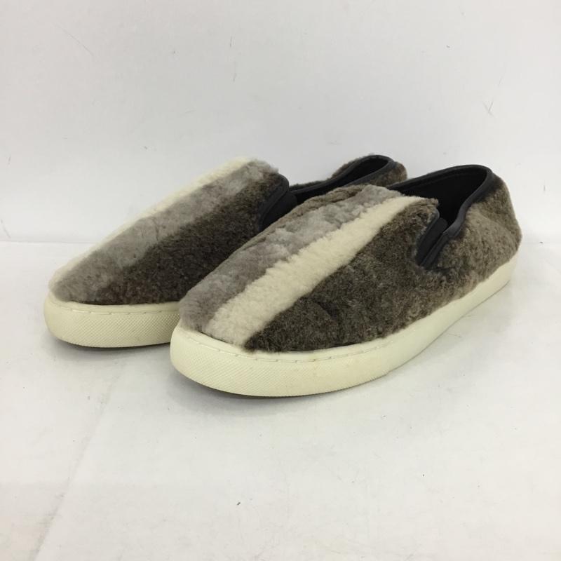 トリーバーチ TORY BURCH スリッポン スリッポン 32158617 ボア ファー 10M 無地 灰 / グレー / gray X 茶 / ブラウン / brown X ベージュ / ベージュ / beige メンズ USED 古着 中古 10152758