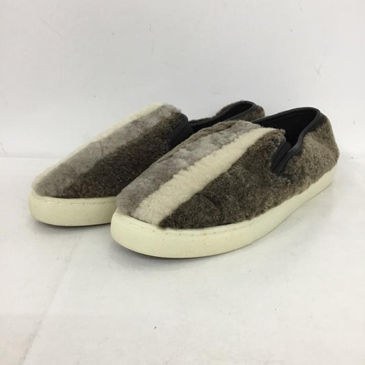 トリーバーチ TORY BURCH スリッポン スリッポン 32158617 ボア ファー 10M 無地 灰 / グレー / gray X 茶 / ブラウン / brown X ベージュ / ベージュ / beige メンズ USED 古着 中古 10152758