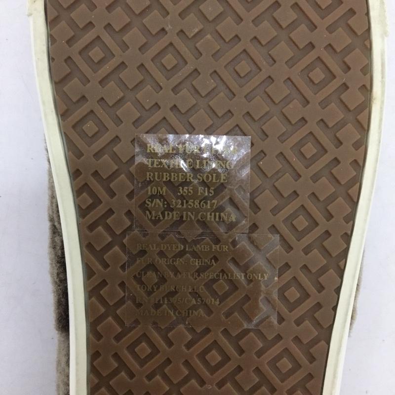 トリーバーチ TORY BURCH スリッポン スリッポン 32158617 ボア ファー 10M 無地 灰 / グレー / gray X 茶 / ブラウン / brown X ベージュ / ベージュ / beige メンズ USED 古着 中古 10152758