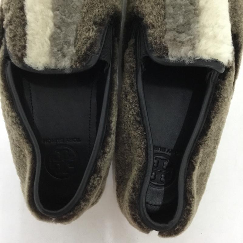 トリーバーチ TORY BURCH スリッポン スリッポン 32158617 ボア ファー 10M 無地 灰 / グレー / gray X 茶 / ブラウン / brown X ベージュ / ベージュ / beige メンズ USED 古着 中古 10152758