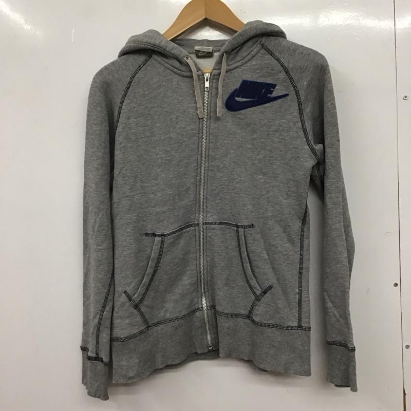 ナイキ NIKE パーカー 長袖 ジップアップパーカー 長袖パーカー カジュアルジャケット L ロゴ、文字 灰 / グレー / gray レディース USED 古着 中古 10152769
