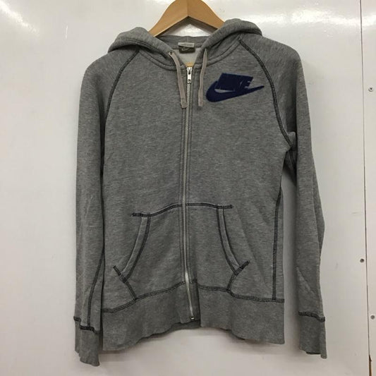 ナイキ NIKE パーカー 長袖 ジップアップパーカー 長袖パーカー カジュアルジャケット L ロゴ、文字 灰 / グレー / gray レディース USED 古着 中古 10152769