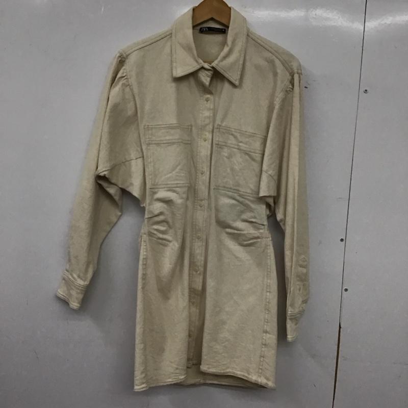 ザラ ZARA シャツ、ブラウス 長袖 長袖シャツ 無地シャツ カラーシャツ M 無地 アイボリー / アイボリー / レディース USED 古着 中古 10152770