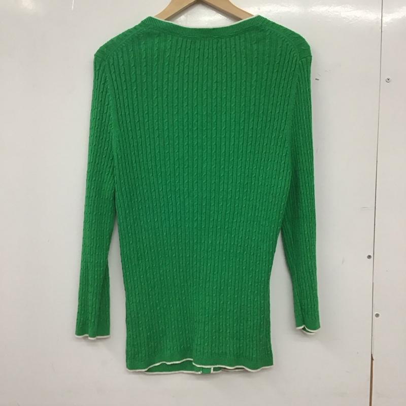 ランズエンド LANDS END カーディガン 長袖 長袖ニットカーディガン 前ボタン ノーカラー XL 無地 緑 / グリーン / green レディース USED 古着 中古 10152778