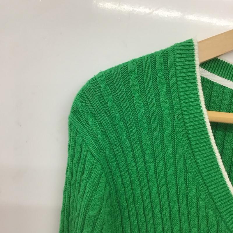 ランズエンド LANDS END カーディガン 長袖 長袖ニットカーディガン 前ボタン ノーカラー XL 無地 緑 / グリーン / green レディース USED 古着 中古 10152778