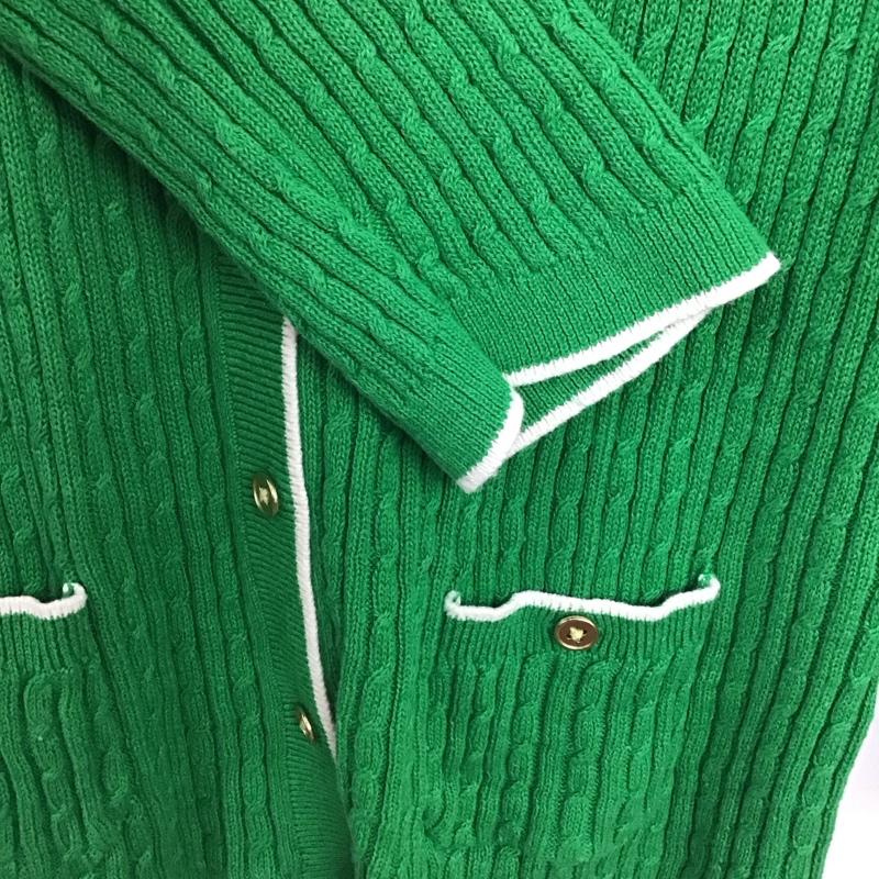 ランズエンド LANDS END カーディガン 長袖 長袖ニットカーディガン 前ボタン ノーカラー XL 無地 緑 / グリーン / green レディース USED 古着 中古 10152778