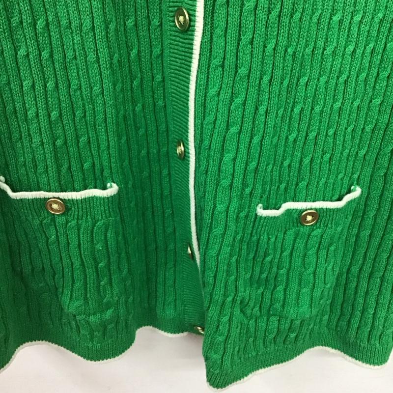 ランズエンド LANDS END カーディガン 長袖 長袖ニットカーディガン 前ボタン ノーカラー XL 無地 緑 / グリーン / green レディース USED 古着 中古 10152778