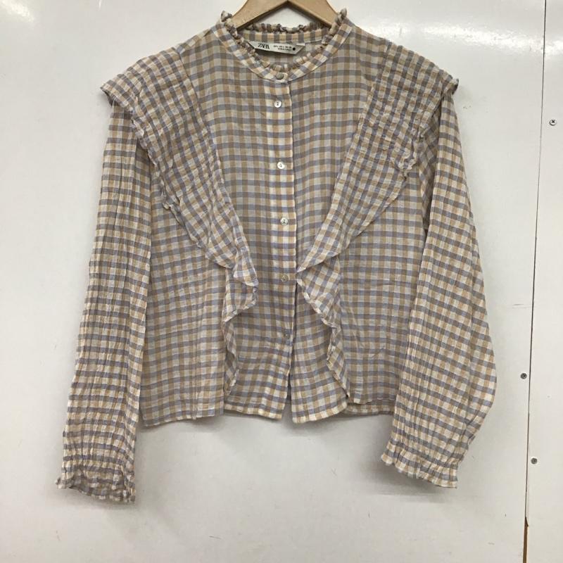 ザラ ZARA シャツ、ブラウス 長袖 長袖シャツ チェックシャツ ノーカラーシャツ L チェック マルチカラー / マルチカラー / multicolor レディース USED 古着 中古 10152788