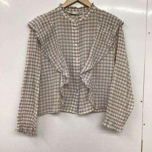 ザラ ZARA シャツ、ブラウス 長袖 長袖シャツ チェックシャツ ノーカラーシャツ L チェック マルチカラー / マルチカラー / multicolor レディース USED 古着 中古 10152788