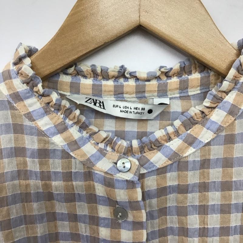 ザラ ZARA シャツ、ブラウス 長袖 長袖シャツ チェックシャツ ノーカラーシャツ L チェック マルチカラー / マルチカラー / multicolor レディース USED 古着 中古 10152788
