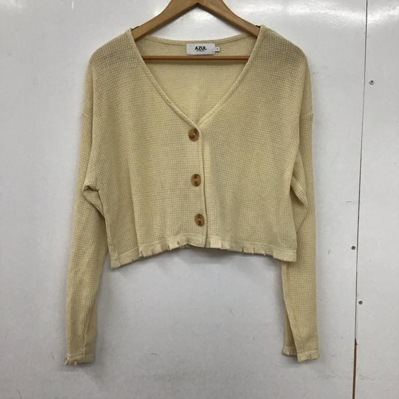 アズールバイマウジー AZUL BY MOUSSY カーディガン 長袖 250fsc80-435e SHORTWAFFLECARDIGAN FREE 無地 ベージュ / ベージュ / beige レディース USED 古着 中古 10152807