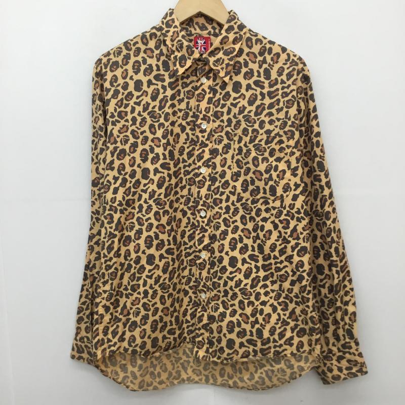 アベイシングエイプ A BATHING APE シャツ、ブラウス 長袖 L ヒョウ柄・レオパード柄 茶 / ブラウン / brown メンズ USED 古着 中古 10152820